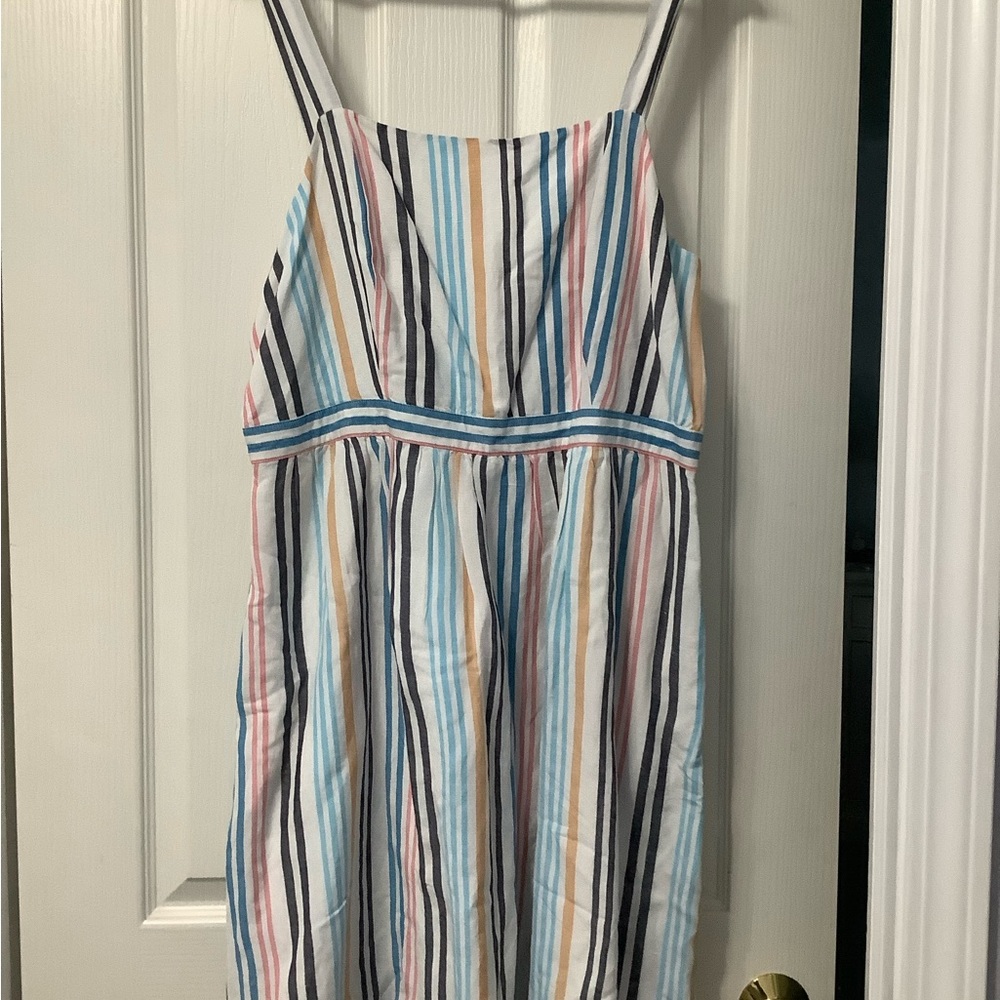 Women’s cotton striped sundress, Loft brand. Size L. Pockets new with tags